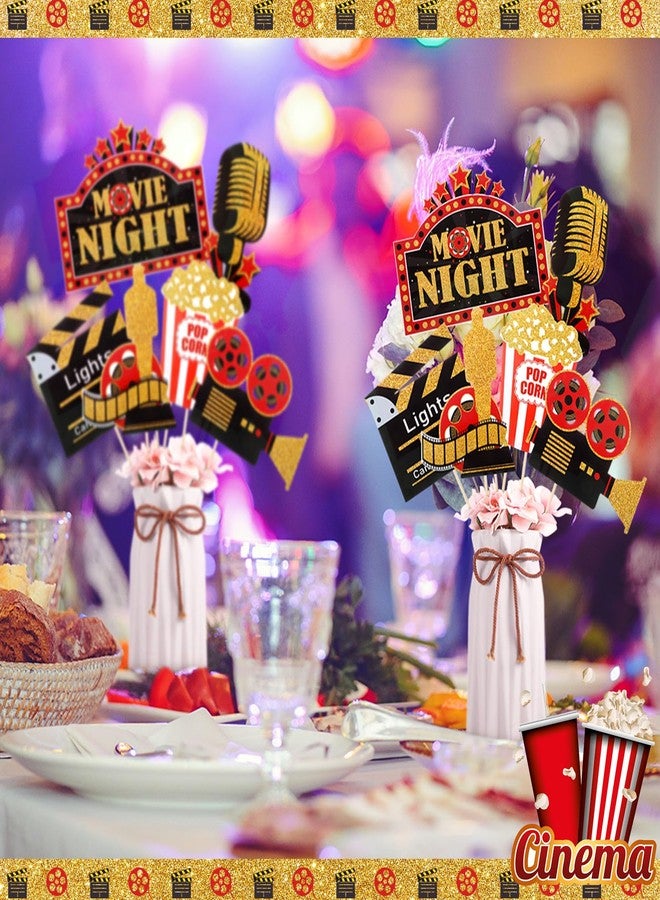 Weekgrat 24 Pieces Movie Party Decorations Red Carpet Party Centerpiece Sticks Table Toppers Movie Theme Decor Film Festival Theme Printing for Movie Night Party Supplies - Image 5